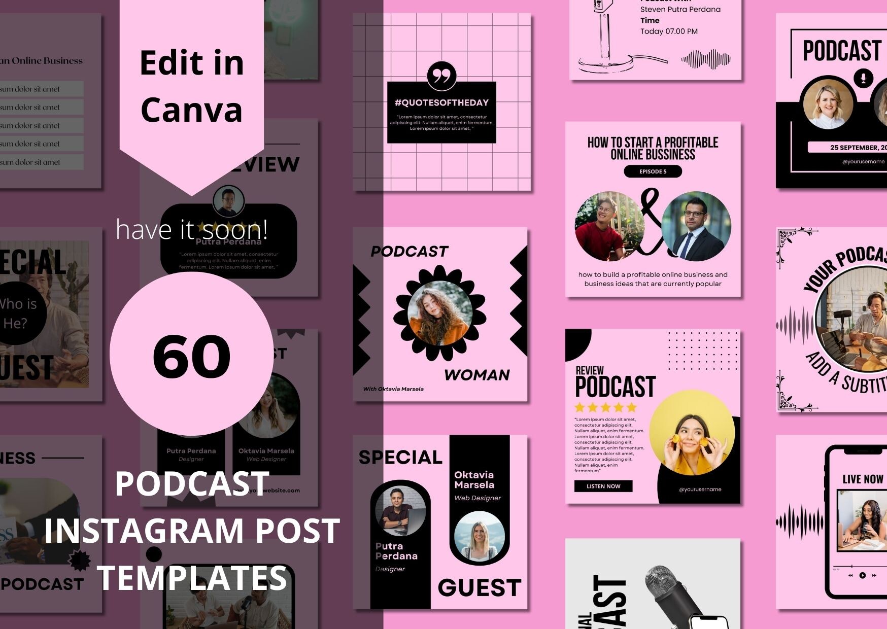 60 Podcast Social Media Canva Templates Graphic by Putra Art · Creative ...