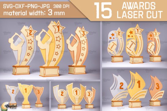 Award Bundle Laser Cut. Wood Trophy SVG Laser Cutting By Digital Idea