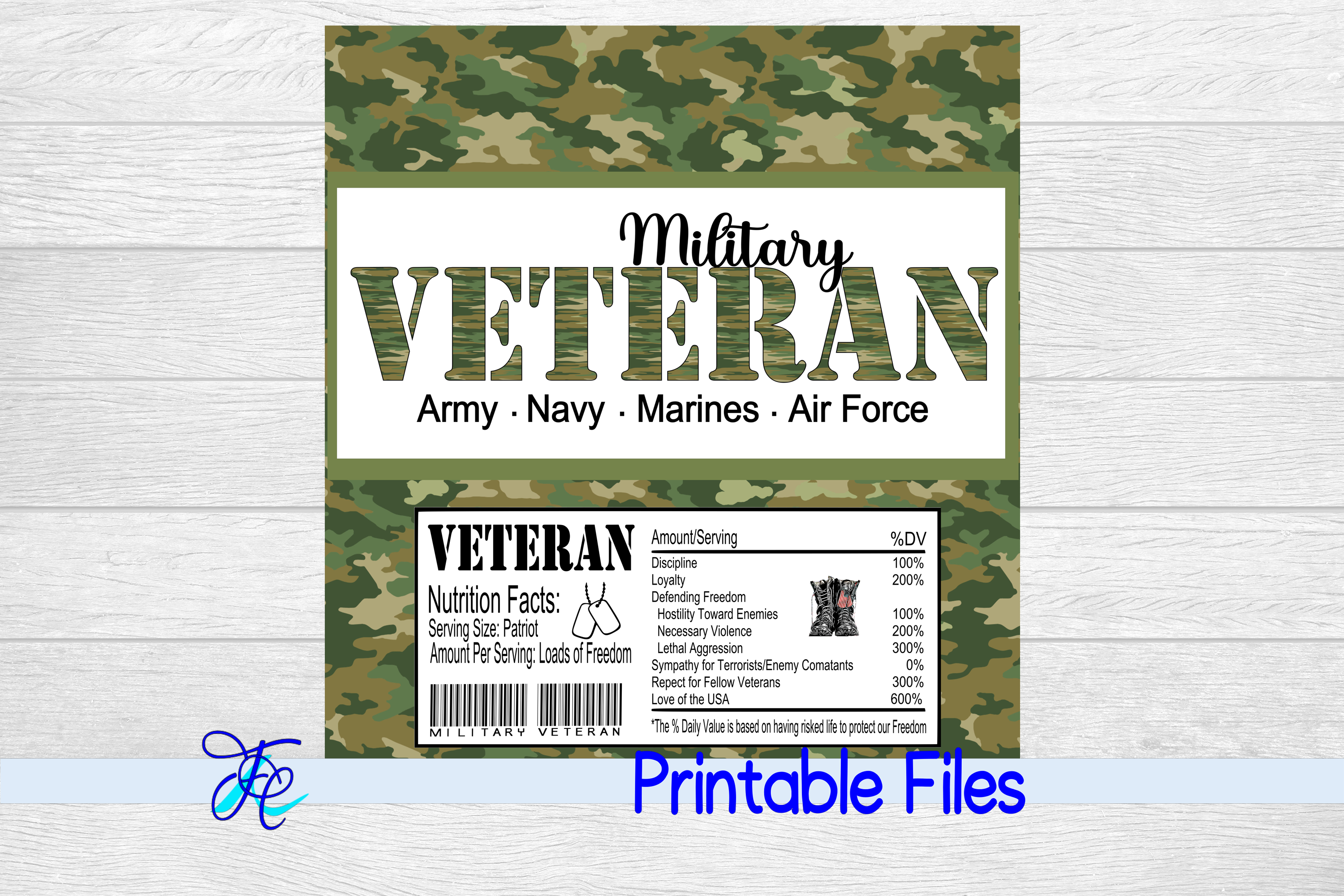 Military Veteran Candy Bar Wrapper Graphic by Family Creations ...