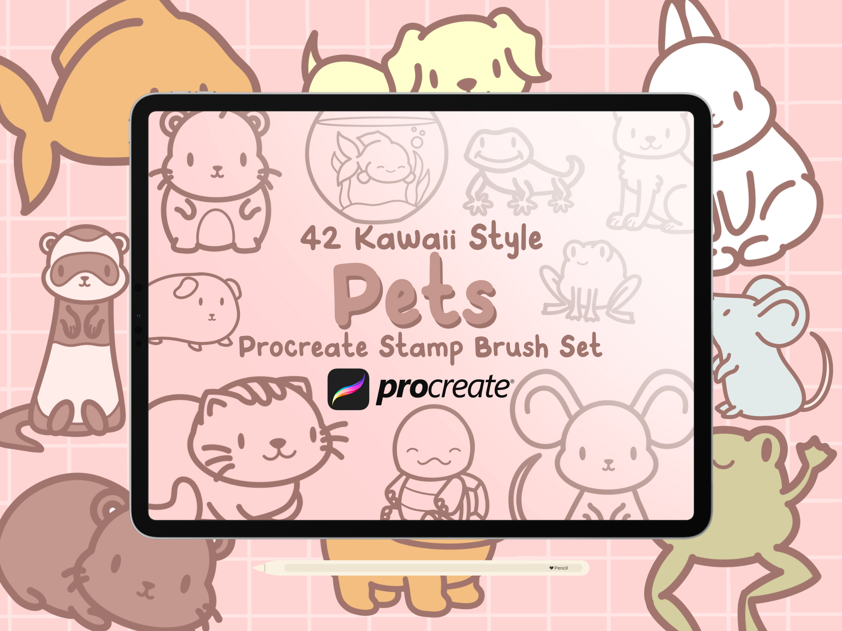 Pet Animals Procreate Stamp Brush Set Graphic by HalieKStudio ...
