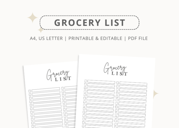 Printable Grocery List | KDP Graphic