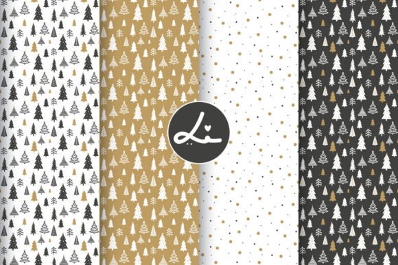 Set of Winter Seamless Christmas Pattern