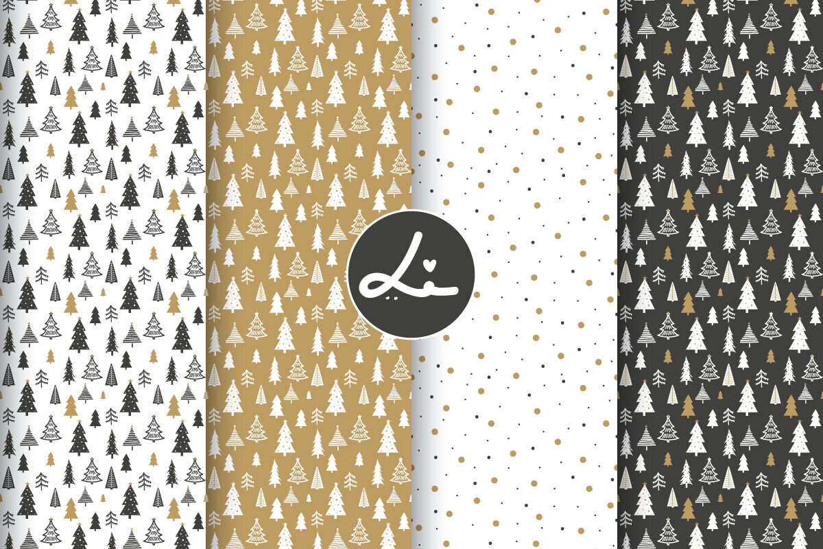 Set of Winter Seamless Christmas Pattern
