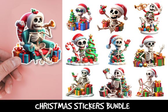 Skeleton Christmas Stickers