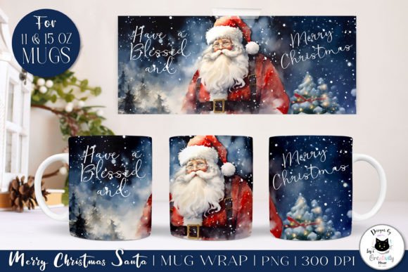 Watercolor Santa Mug Design | Santa Wrap