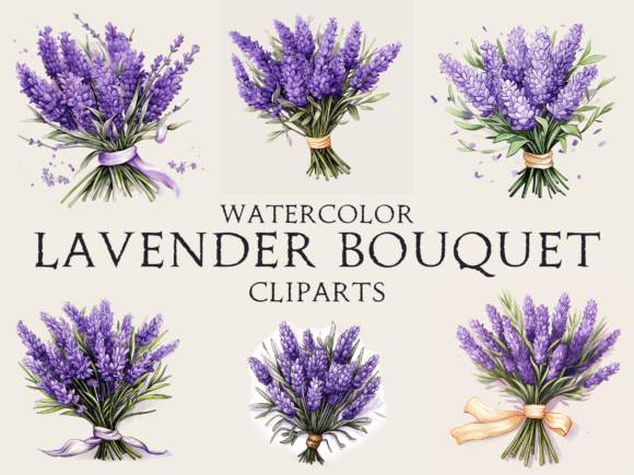 Watercolor Bouquet of Lavender Flower Graphic by Abdel designer  Creative  Fabrica