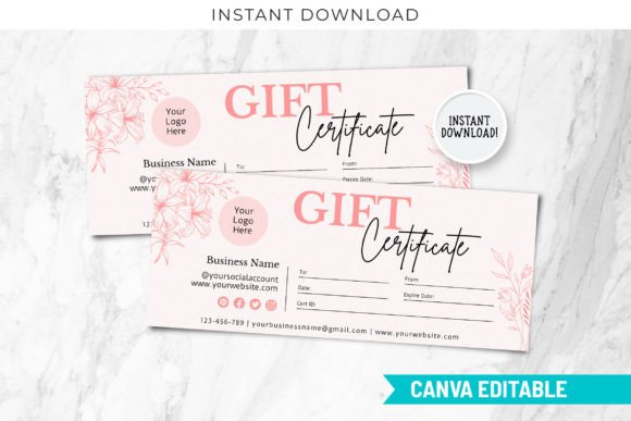 Boho Gift Certificate Canva Template