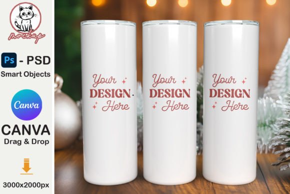 Christmas 20oz Tumbler Mockup PSD Graphic Mugs & Cups By Doodle Design