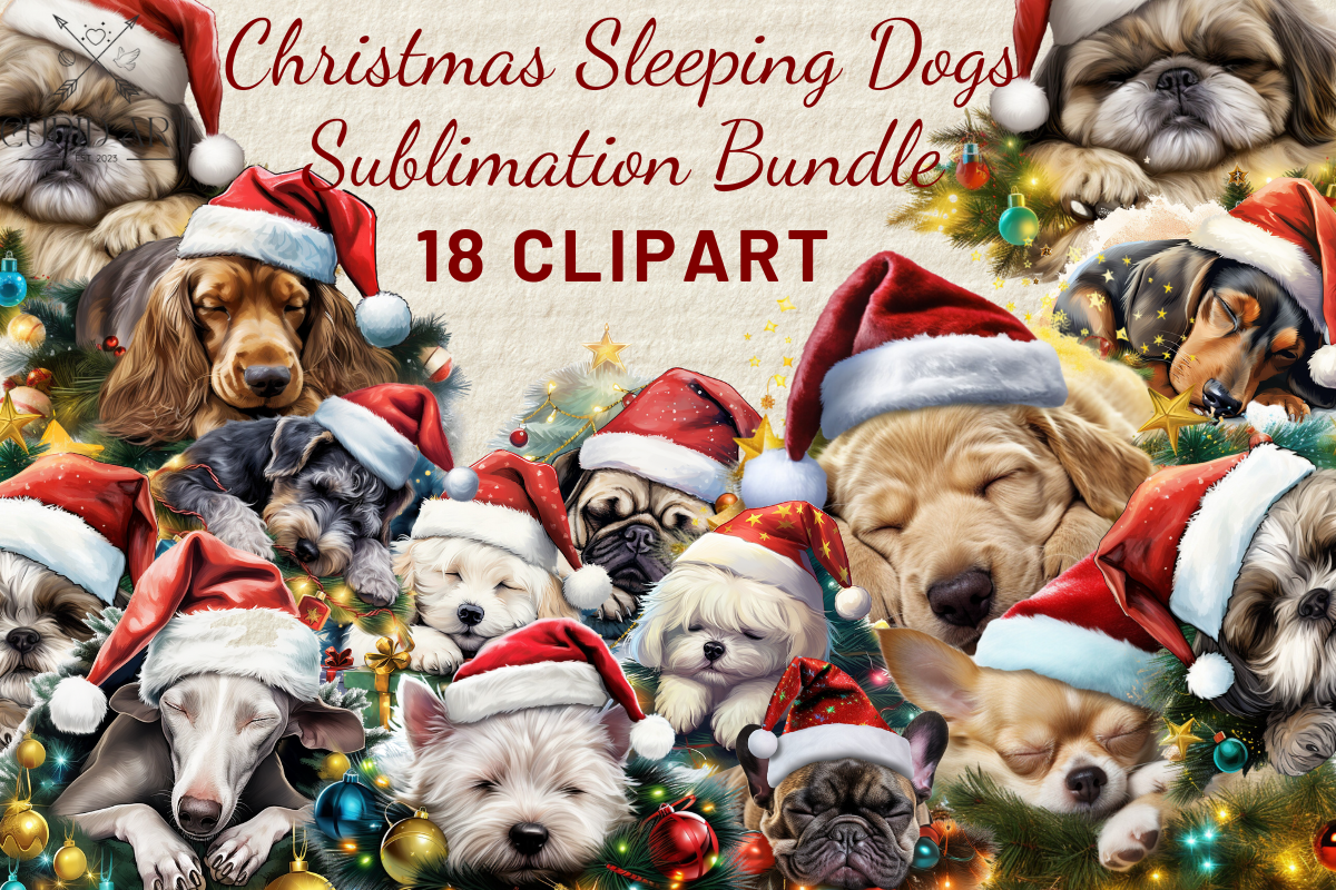 Christmas Sleeping Dogs Sublimation Graphic by Cupid Art · Creative Fabrica