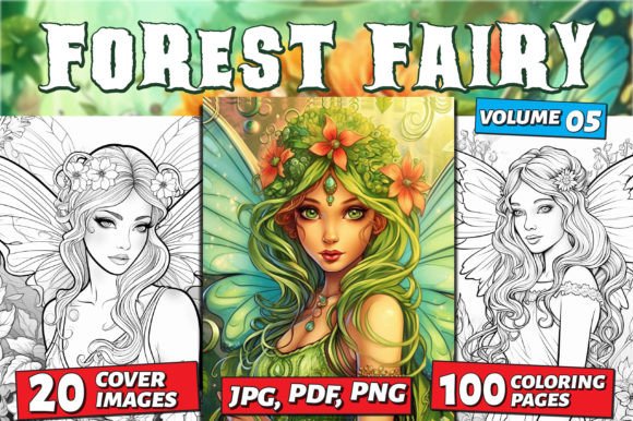 Forest Fairy Coloring Page for Adults