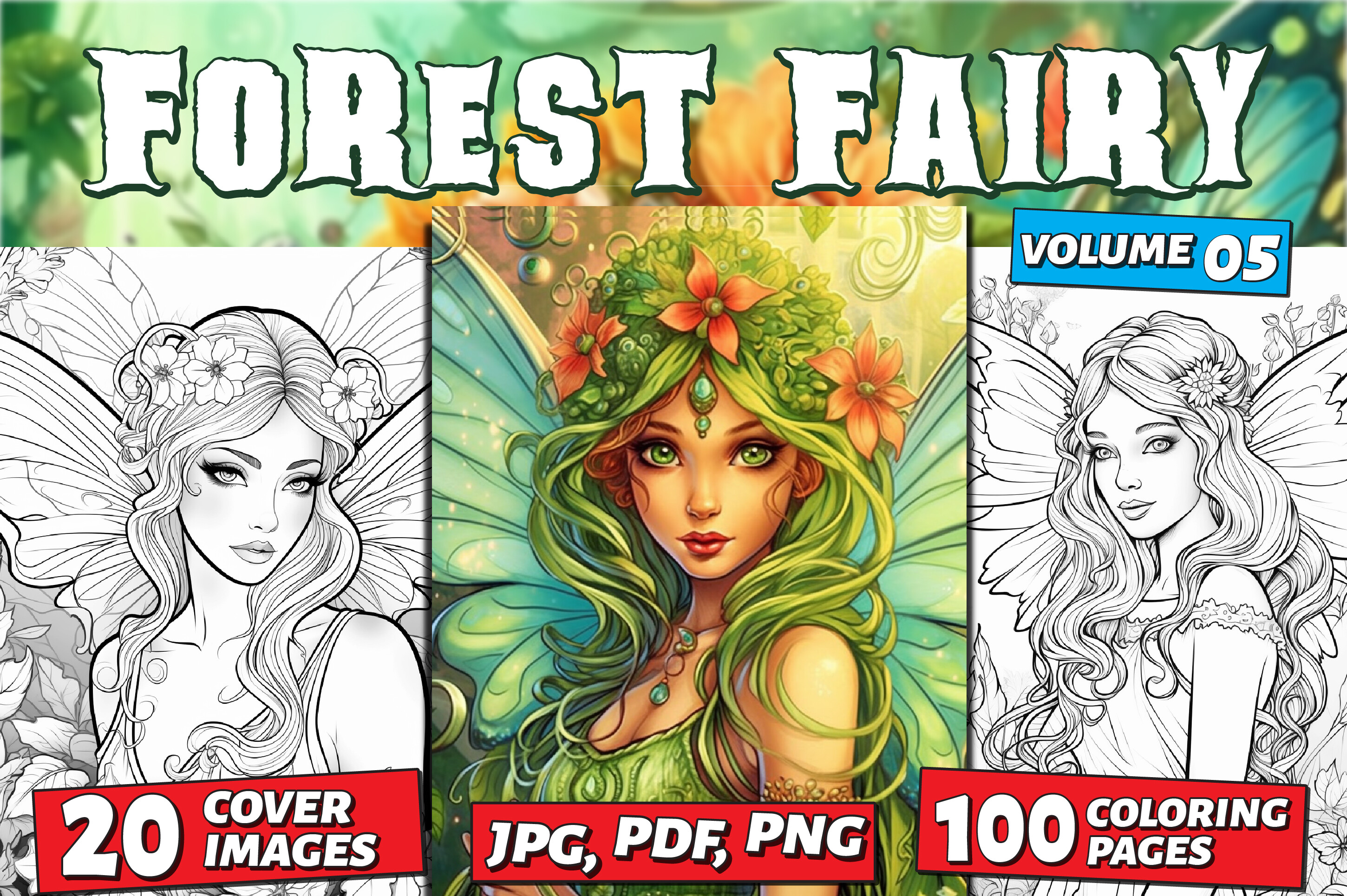 Forest Fairy Coloring Page for Adults