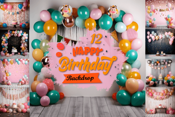 Preview of Happy Birthday Digital Backdrop Bundle digital backdrop