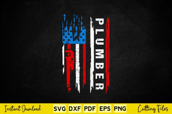 Preview of Patriotic Plumber 4th of July Plumber T-shirt, sticker, and sublimation design