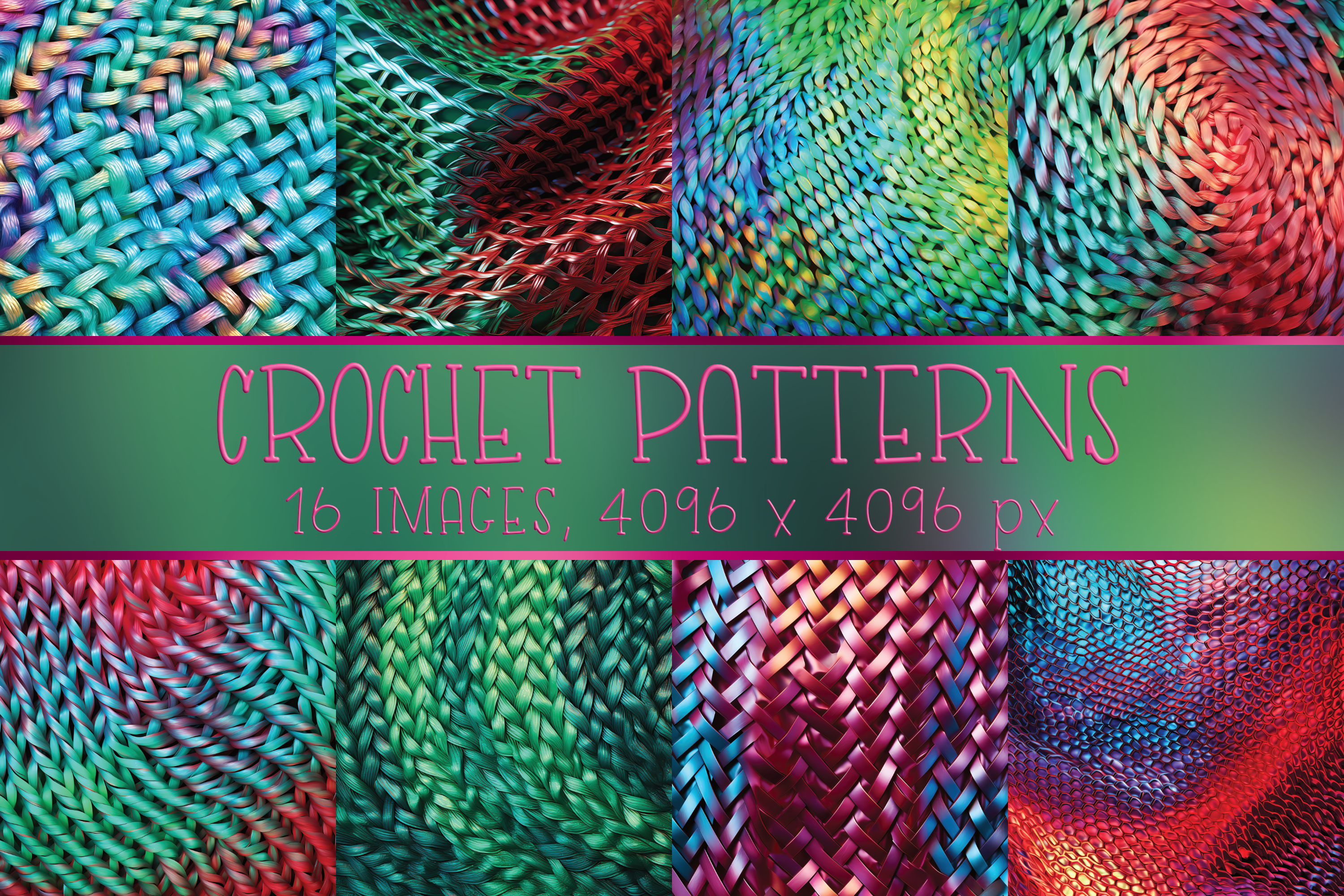 Red Green Crochet Pattern Digital Papers