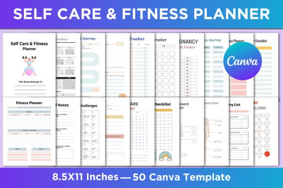 Self Care & Fitness Planner Canva