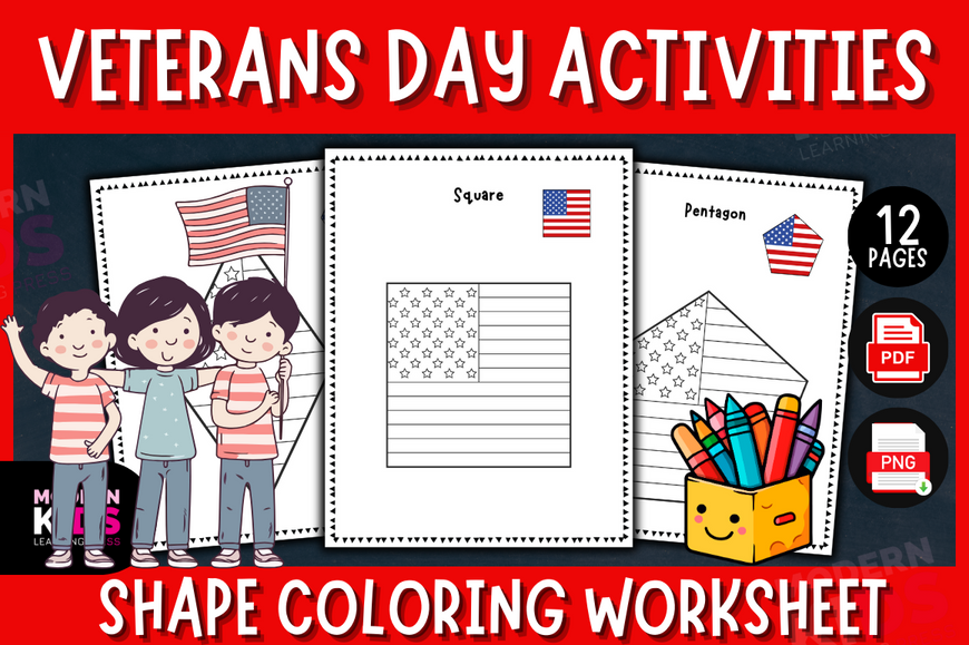 Shape Coloring Veterans Day Activities