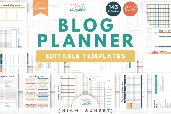 Blog Planner Canva Templates Miami Graphics 1