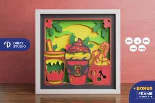 Christmas Coffee 3D Shadow Box SVG
