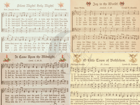 Christmas Sheet Music Digital Paper Pack