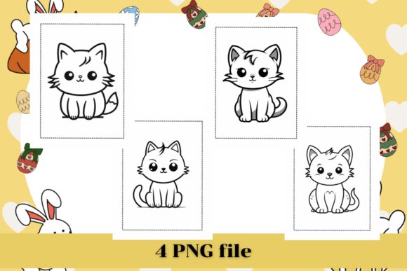 4 Cute Cat Coloring Pages