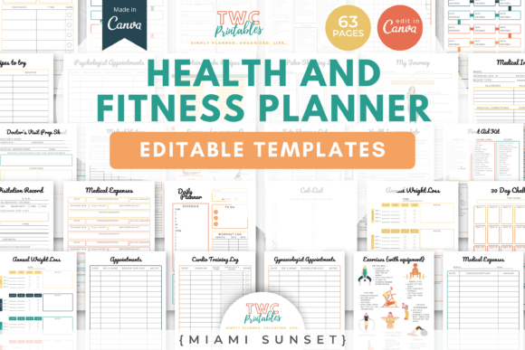 Health & Fitness Planner Canva Templates