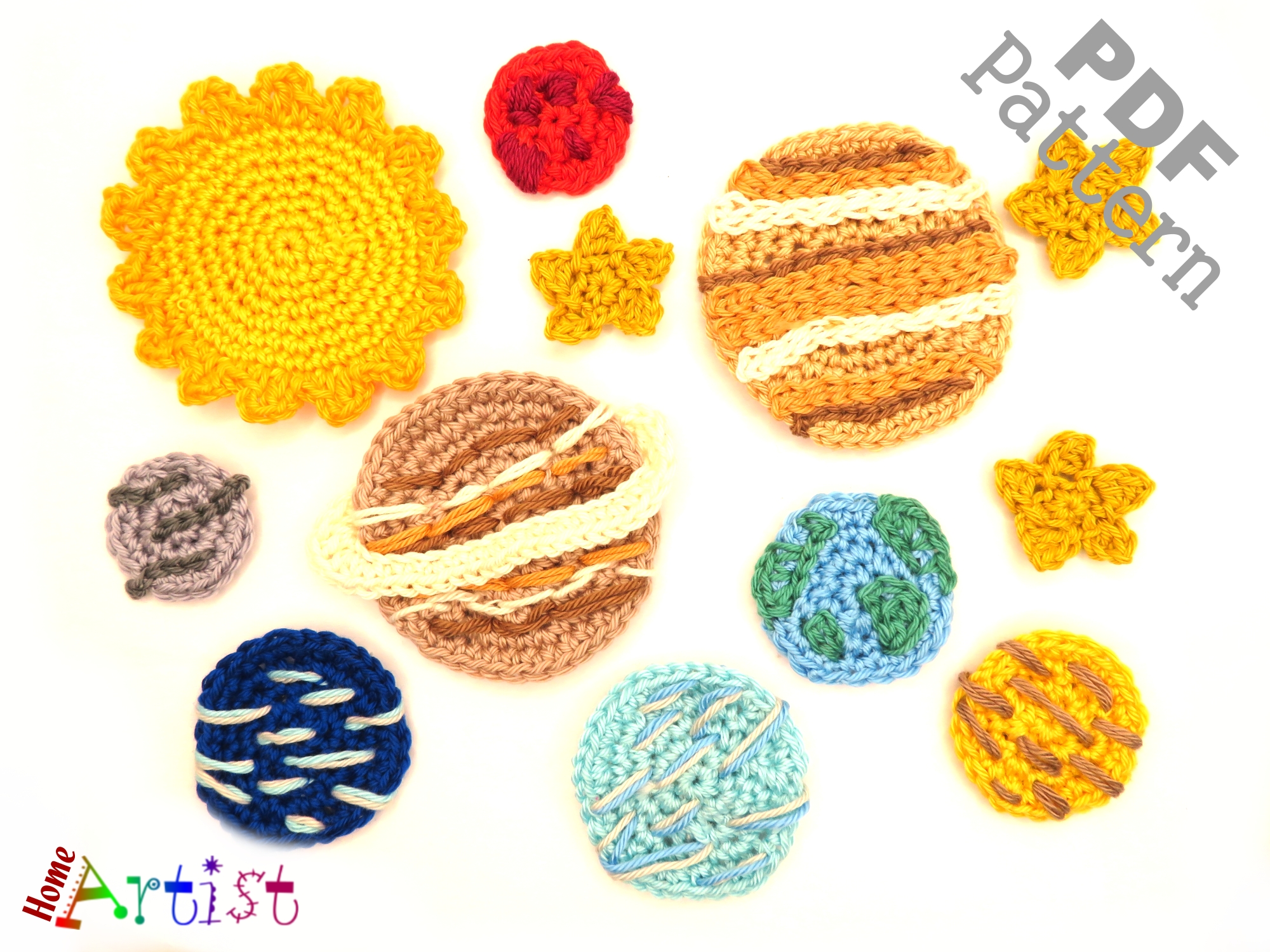 Planets Crochet Applique Pattern