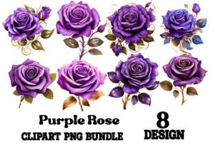 Purple Rose Clipart Graphic by Vintage · Creative Fabrica