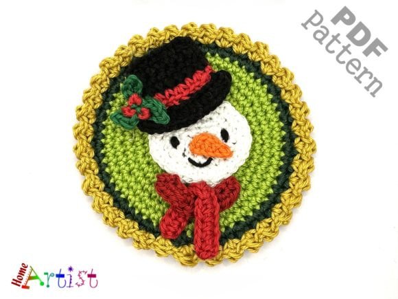 Snowman Crochet Applique Pattern