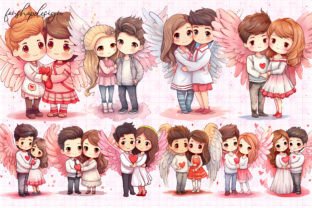 Watercolor Cute Angel Couple Clipart Graphic by FonShopDesign ...