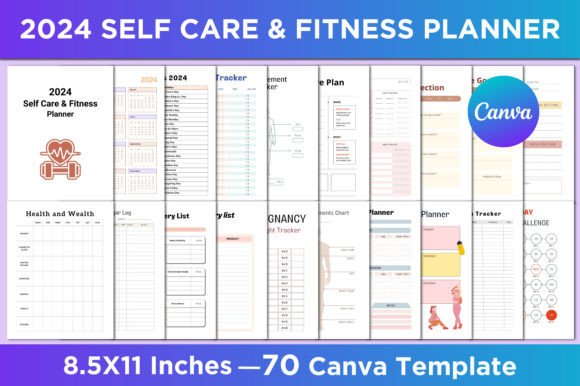 2024 Self Care & Fitness Planner Canva