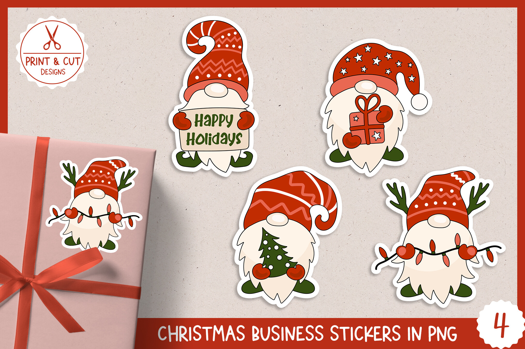 Christmas Gnome Packaging Stickers PNG Graphic by ArtFM · Creative Fabrica