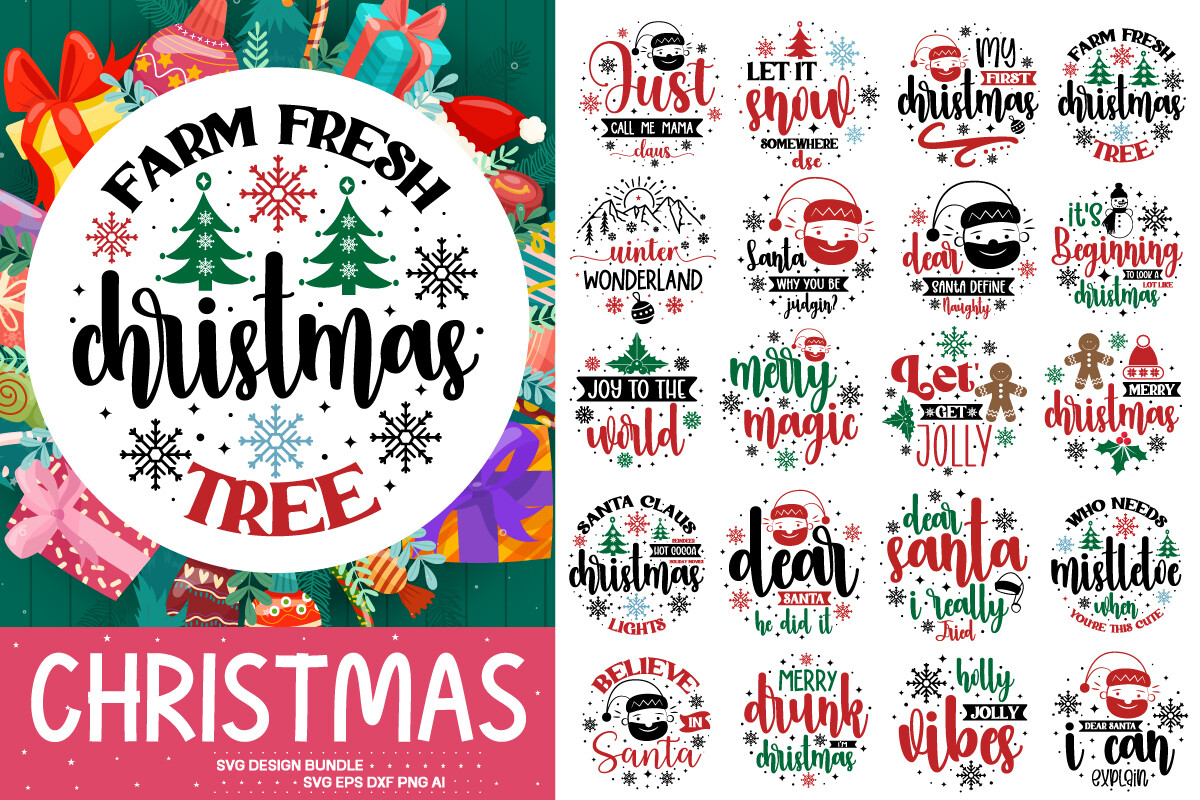Christmas Round Sign Svg Bundle Graphic by GatewayDesign · Creative Fabrica