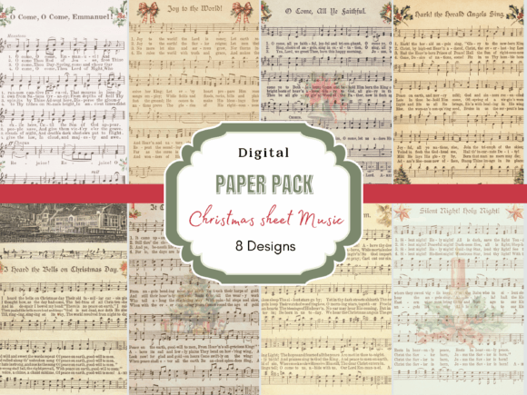 Christmas Sheet Music Digital Paper Pack