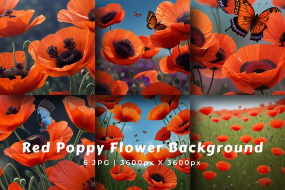 Red Poppy Flower Watercolor Backgrounds