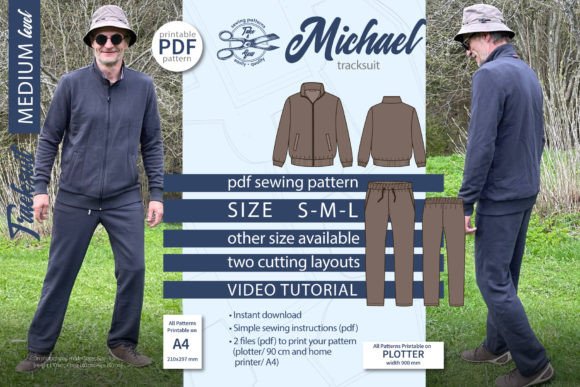 Track Suit Sewing Pattern Michael S M L