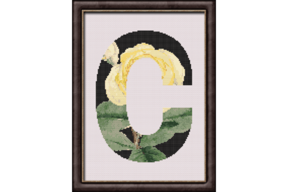 Yellow Rose on Black C Monogram