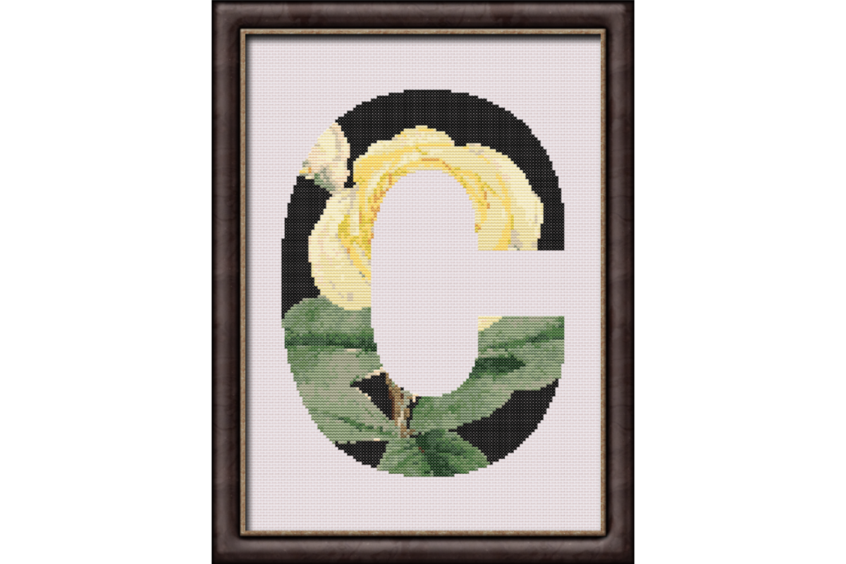 Yellow Rose on Black C Monogram
