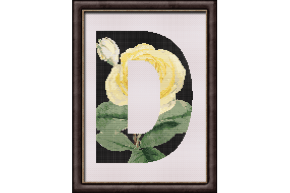 Yellow Rose on Black D Monogram