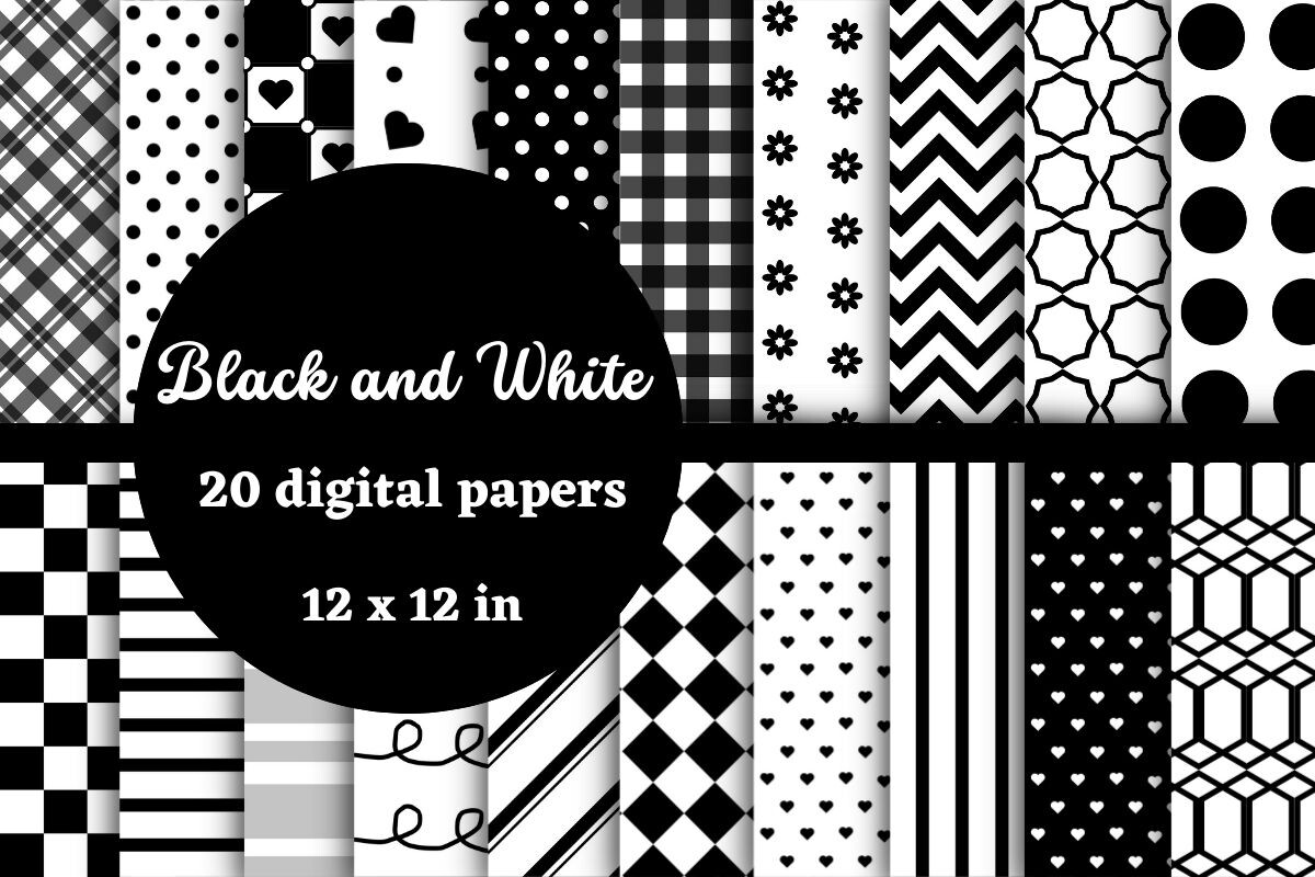 Black and White Digital Papers