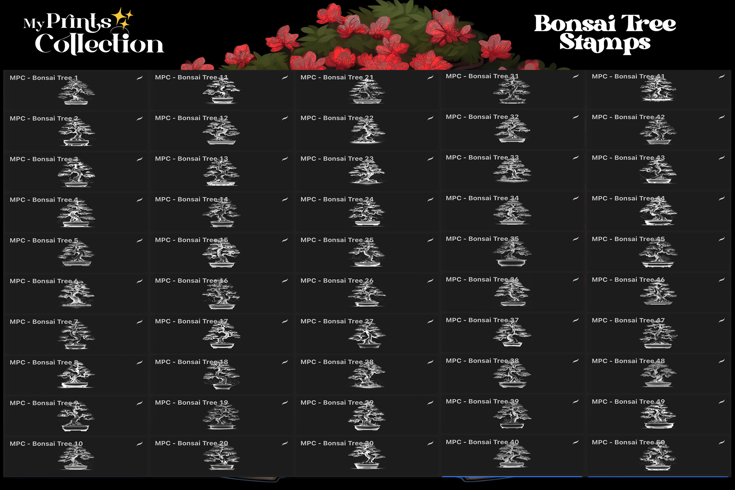100+ Procreate Bonsai Tree Stamps - photo 2