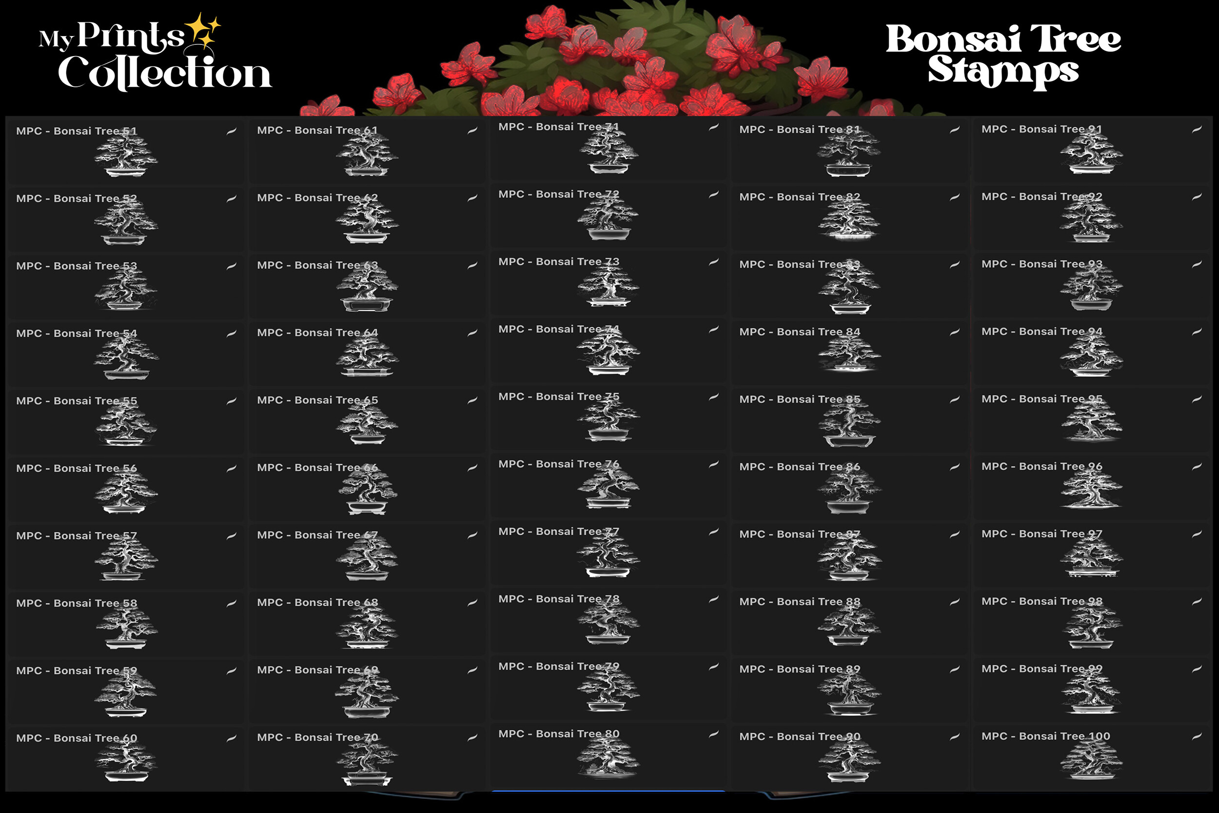100+ Procreate Bonsai Tree Stamps - photo 3