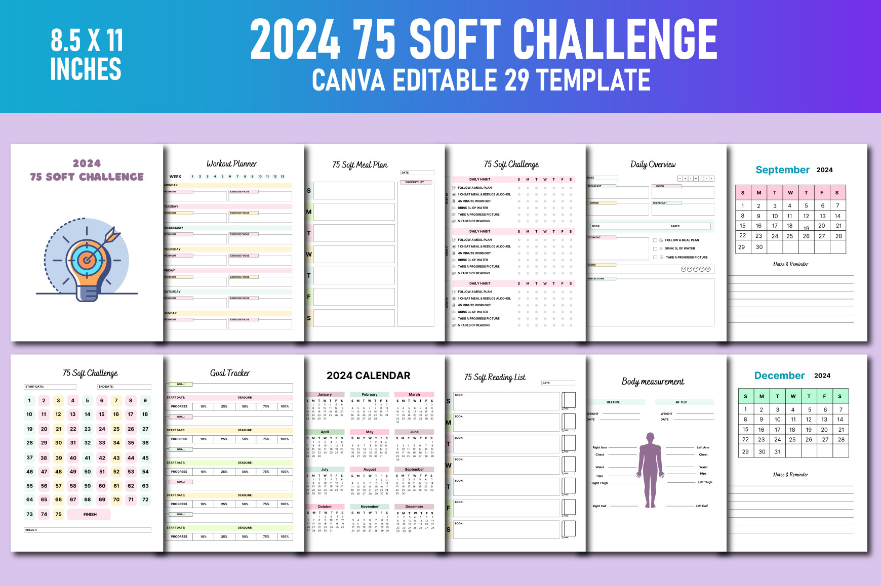 2024 75 Soft Challenge Canva KDP Graphic by Lavlu Creative Zone ...