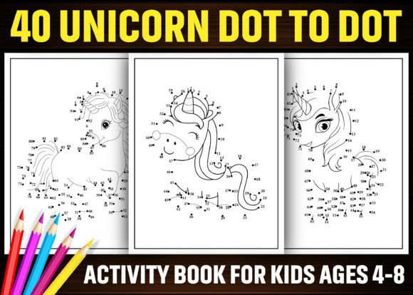 40 Unicorn Dot to Dot Activity Pages KDP