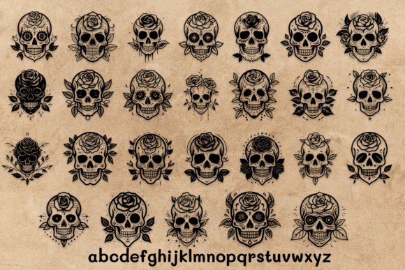 Beautiful Rose Sugar Skull Font - Preview 1