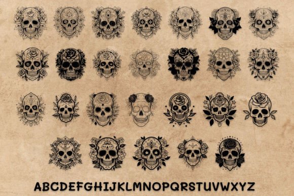 Beautiful Rose Sugar Skull Font - Preview 2
