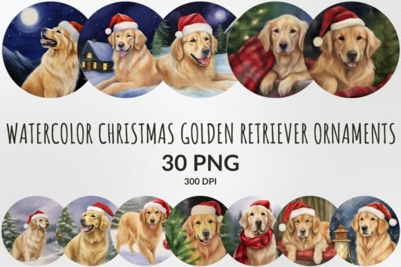 Christmas Golden Retriever Ornaments