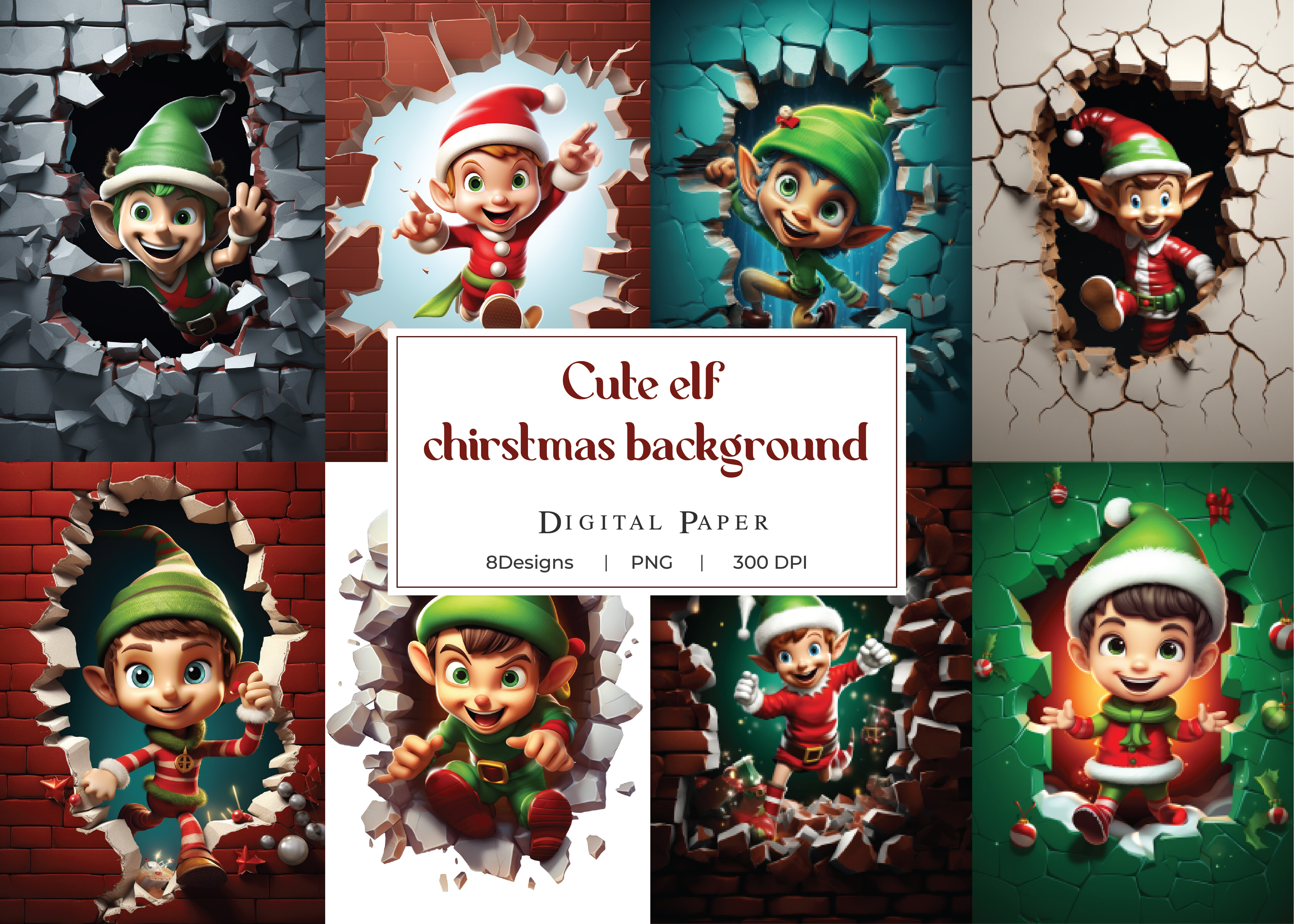 Cute Elf Christmas Background Graphic by MUSAFIR_FASHION · Creative Fabrica