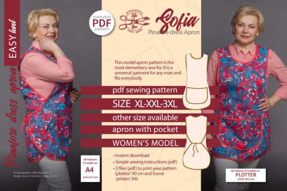 Pinafore Dress Apron Pattern Sofia XL