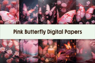 Pink Butterfly Digital Papers Graphic by Pamilah · Creative Fabrica