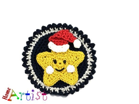 Star Button Crochet Applique